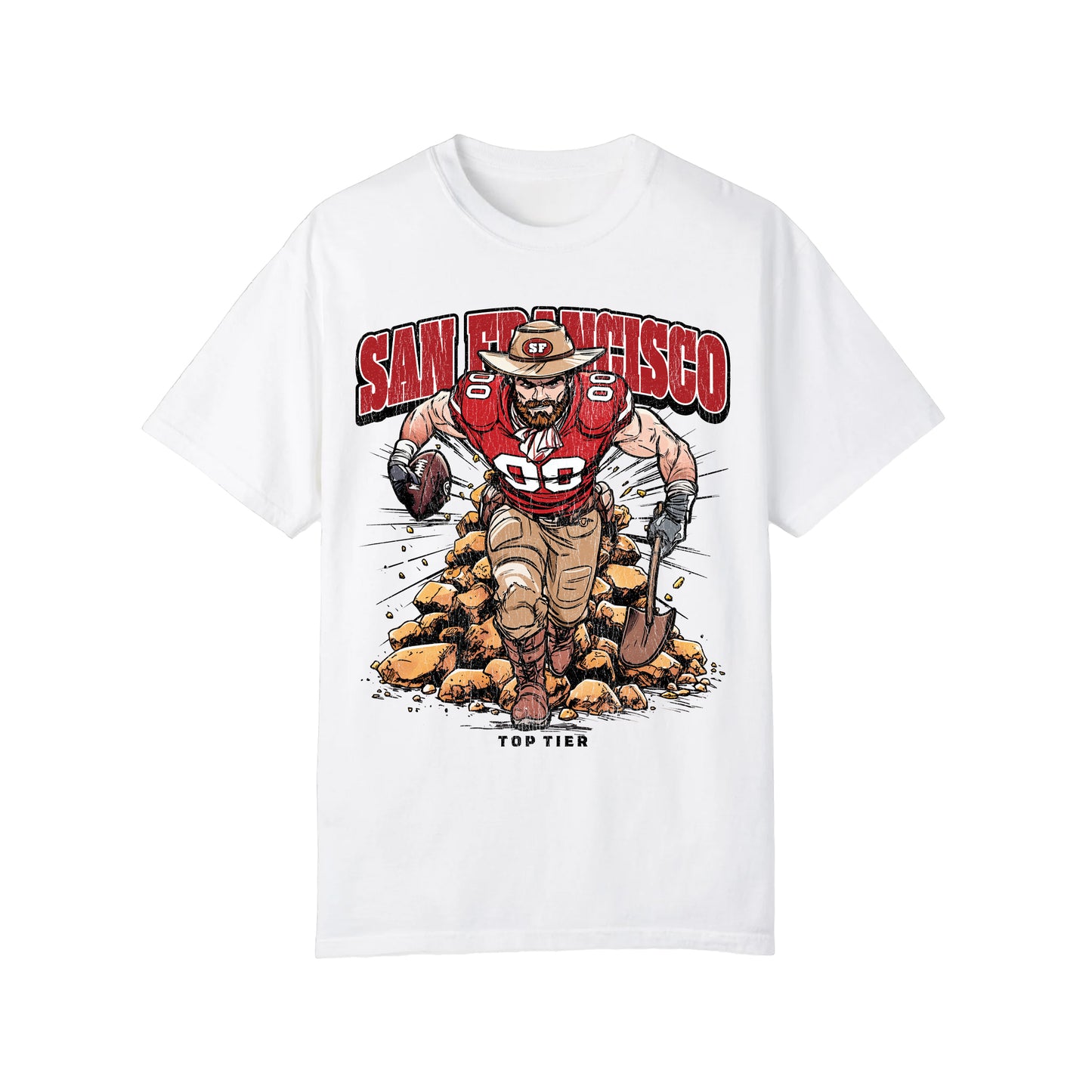 San Francisco Football White Tshirt TOP TIER. Premium Sports Apparel, T-shirts, Merch, Threads and Street