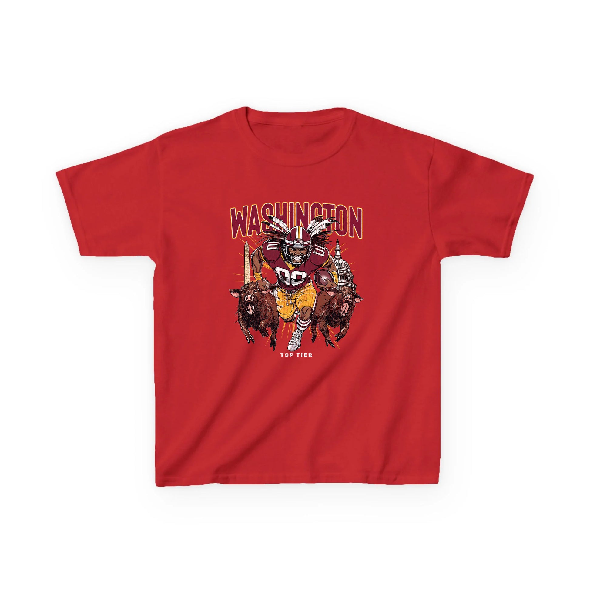 Washington DC Football Red Kids Tshirt TOP TIER. Premium Sports Apparel, T-shirts, Merch, Threads and Street