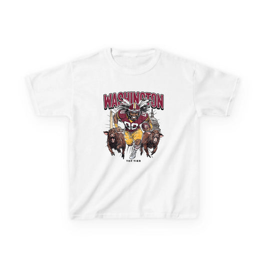 Washington DC Football White Kids Tshirt TOP TIER. Premium Sports Apparel, T-shirts, Merch, Threads and Street