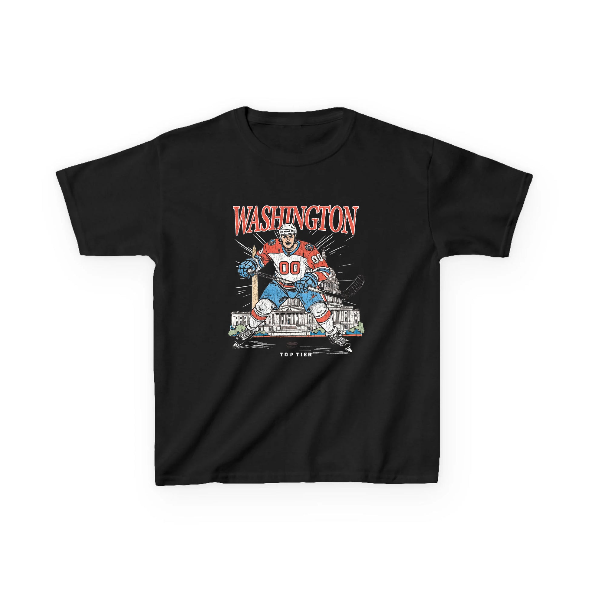 Washington DC Hockey Black Kids Tshirt TOP TIER. Premium Sports Apparel, T-shirts, Merch, Threads and Street