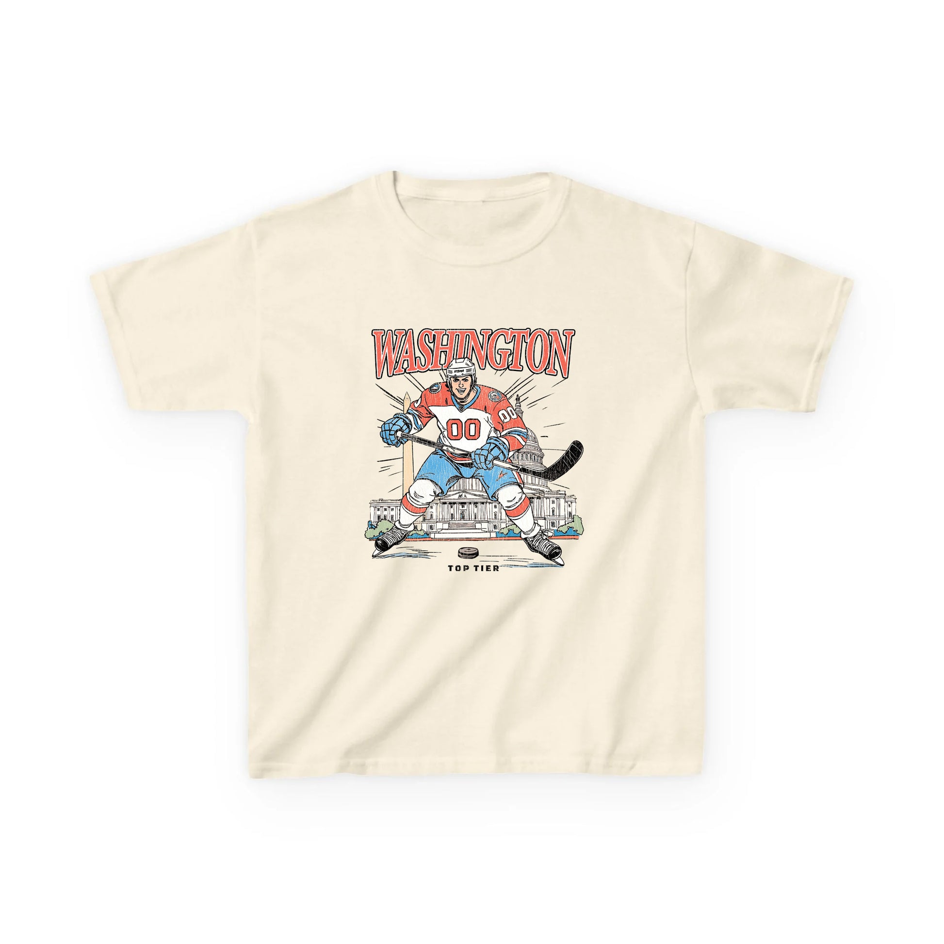Washington DC Hockey Natural Kids Tshirt TOP TIER. Premium Sports Apparel, T-shirts, Merch, Threads and Street