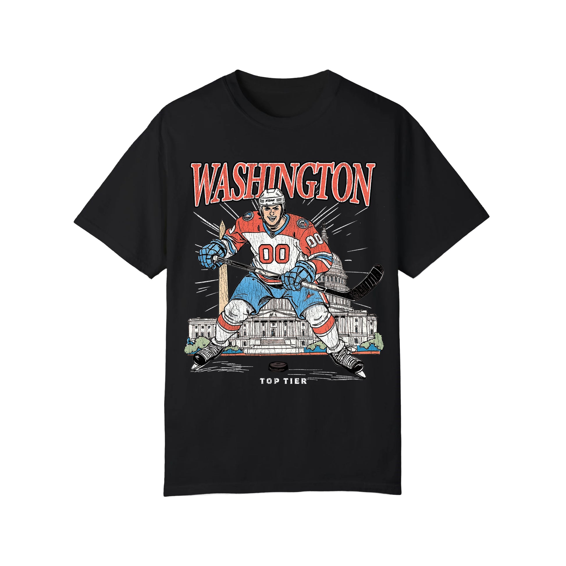 Washington DC Hockey Black Tshirt TOP TIER. Premium Sports Apparel, T-shirts, Merch, Threads and Crewneck