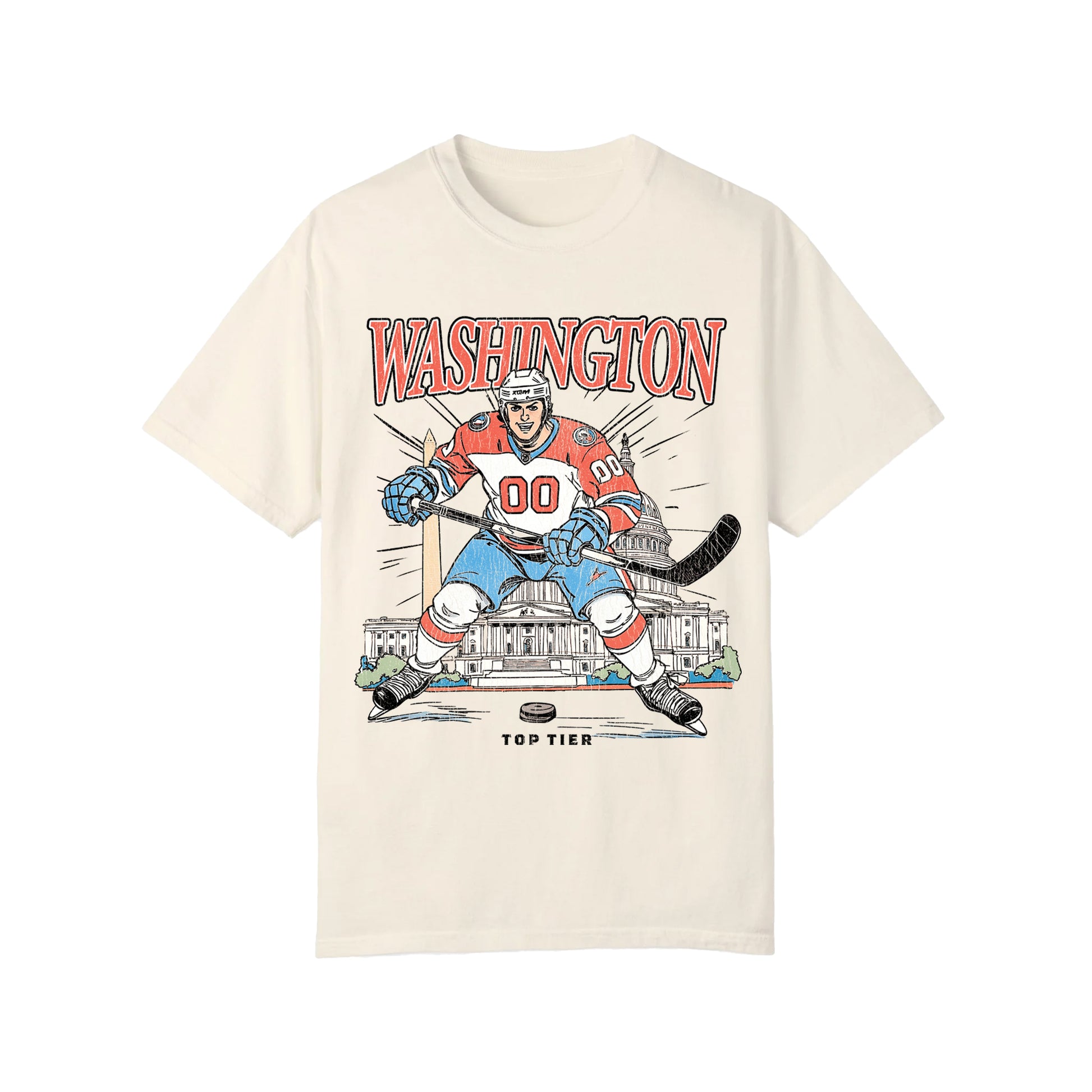 Washington DC Hockey Ivory Tshirt TOP TIER. Premium Sports Apparel, T-shirts, Merch, Threads and Crewneck