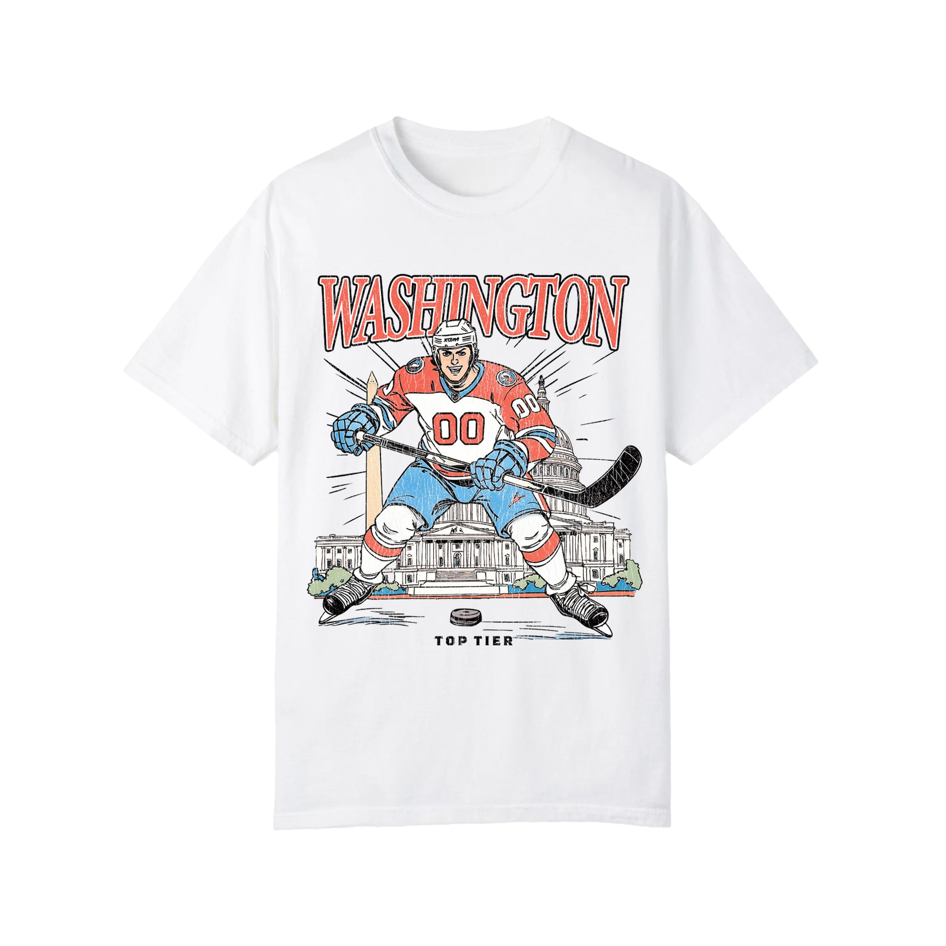 Washington DC Hockey White Tshirt TOP TIER. Premium Sports Apparel, T-shirts, Merch, Threads and Crewneck