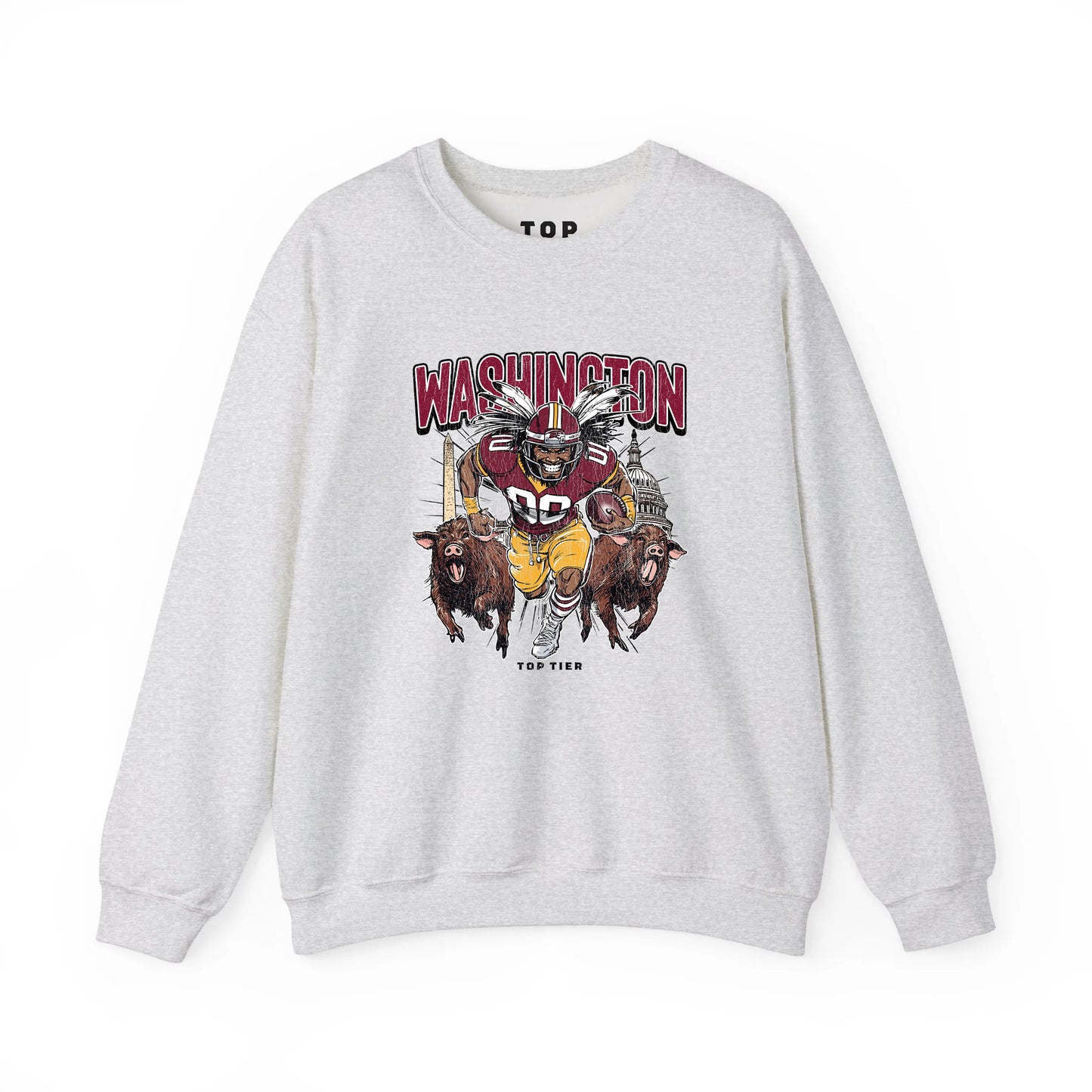 Washington DC Football Ash Crewneck TOP TIER. Premium Sports Apparel, T-shirts, Merch, Threads and Street