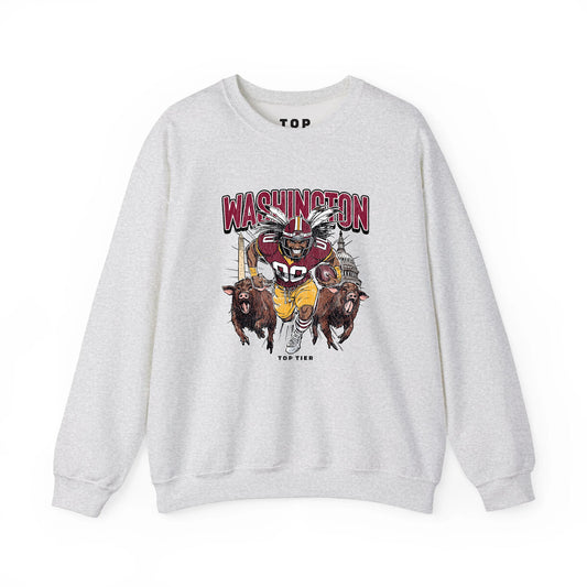 Washington DC Football Ash Crewneck TOP TIER. Premium Sports Apparel, T-shirts, Merch, Threads and Street