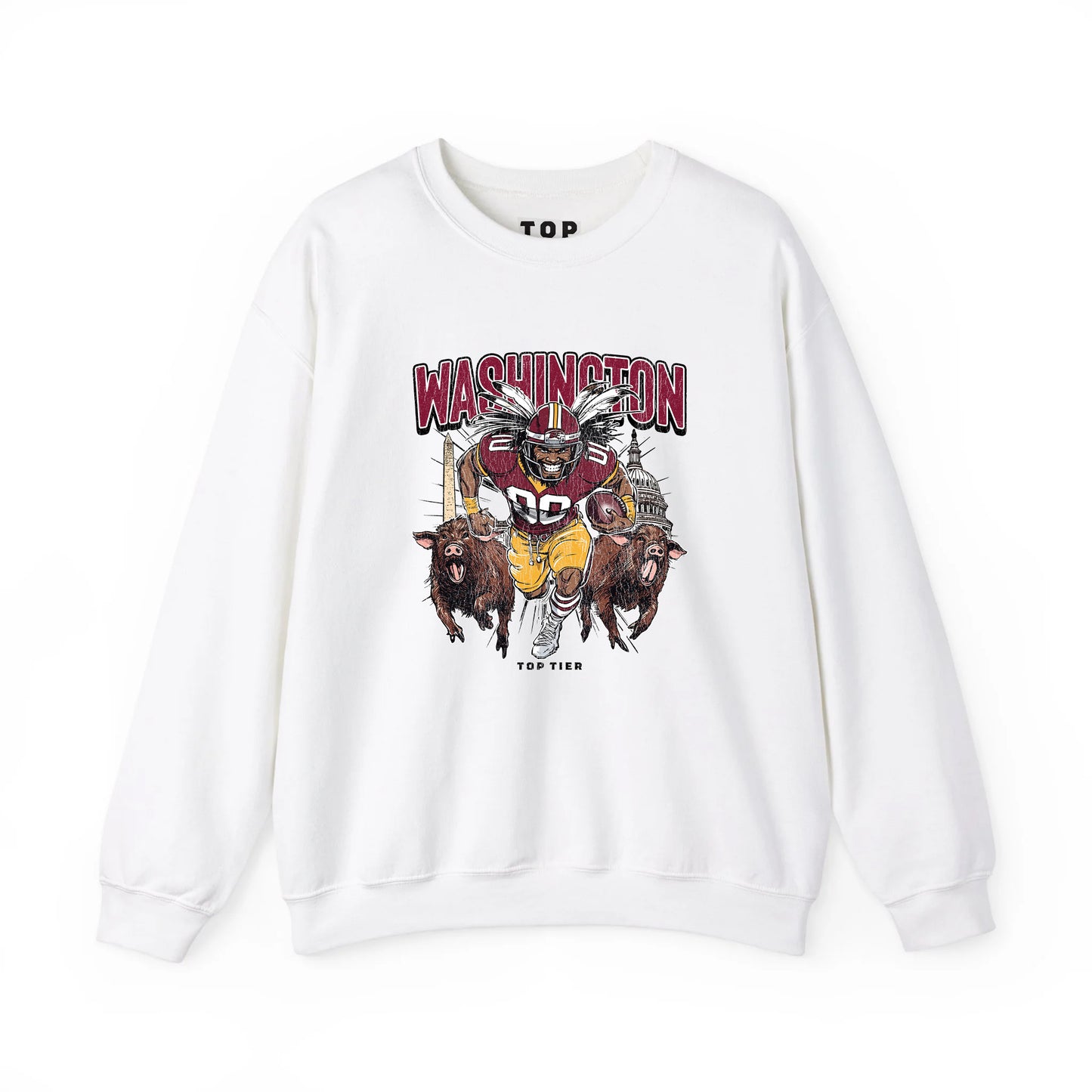 Washington DC Football White Crewneck TOP TIER. Premium Sports Apparel, T-shirts, Merch, Threads and Street