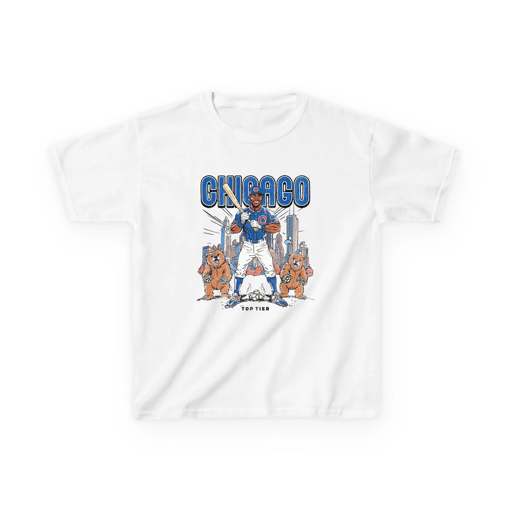 Chicago Baseball White Kids Tshirt TOP TIER. Premium Sports Apparel, T-shirts, Merch, Threads and Street