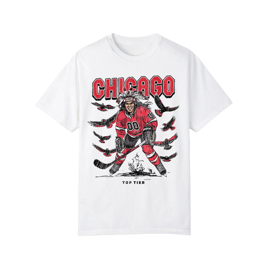 Chicago Hockey White Tshirt TOP TIER. Premium Sports Apparel, T-shirts, Merch, Threads and Crewneck