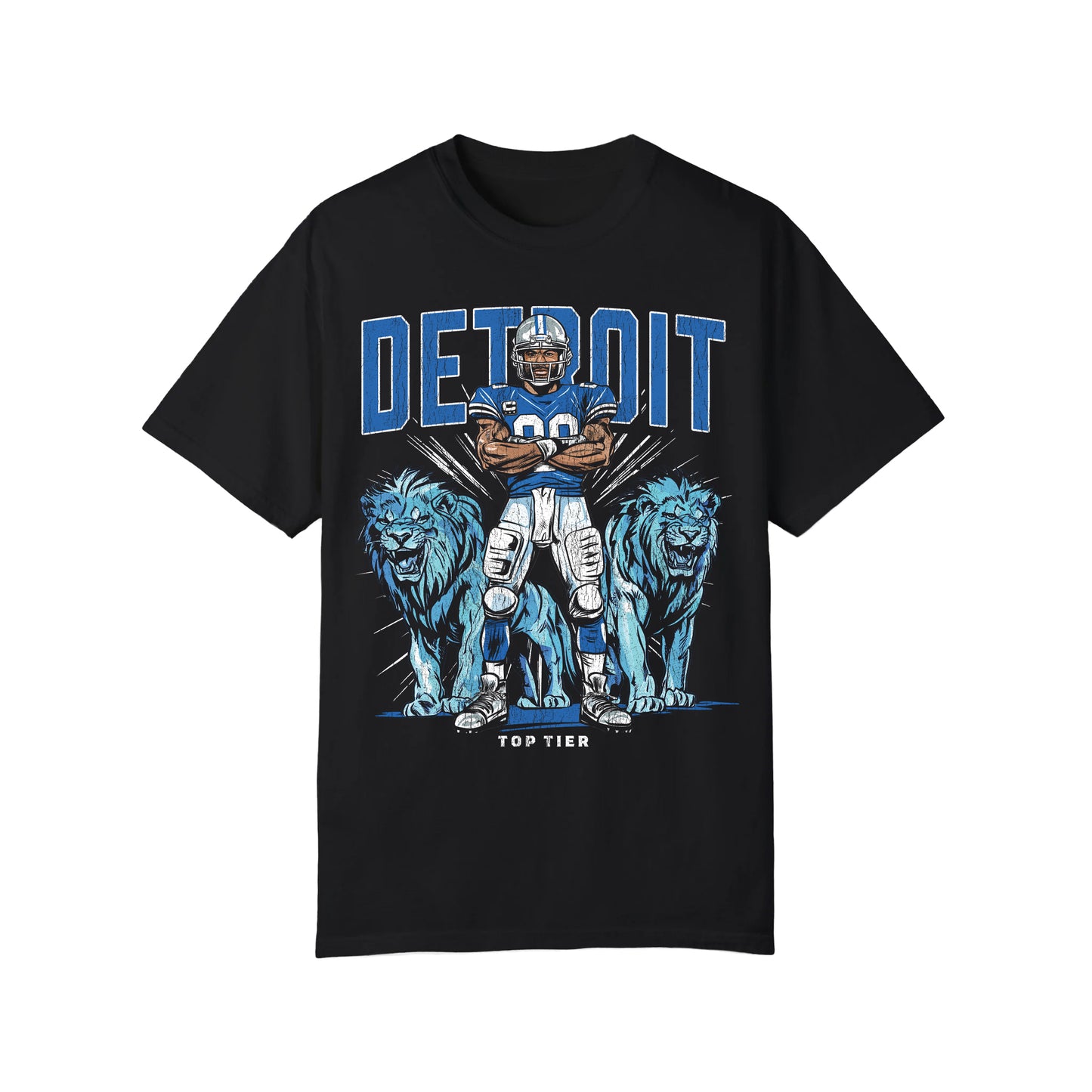 Detroit Football Black Tshirt TOP TIER. Premium Sports Apparel, T-shirts, Merch, Threads and Street