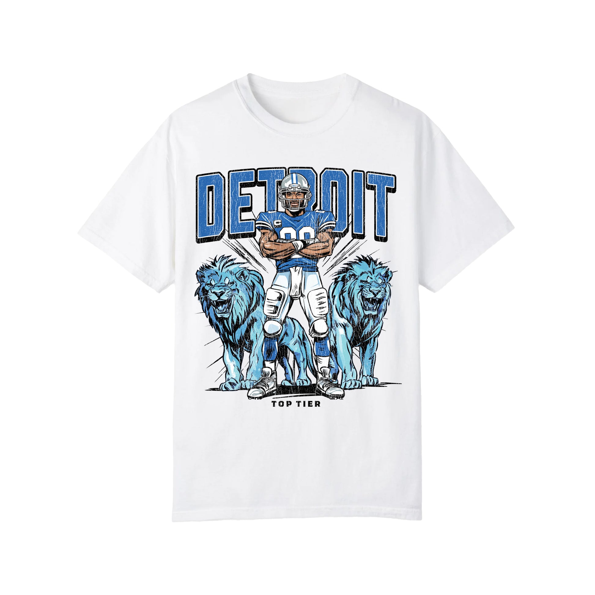 Detroit Football White Tshirt TOP TIER. Premium Sports Apparel, T-shirts, Merch, Threads and Street