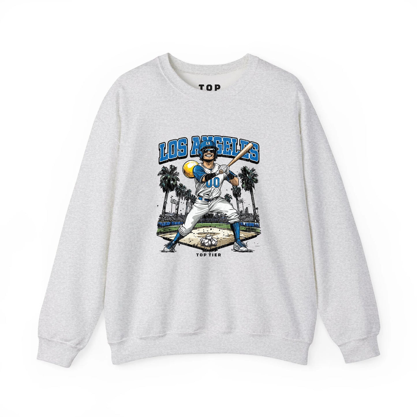 Los Angeles Baseball Ash Crewneck TOP TIER. Premium Sports Apparel, T-shirts, Merch, Threads and Street