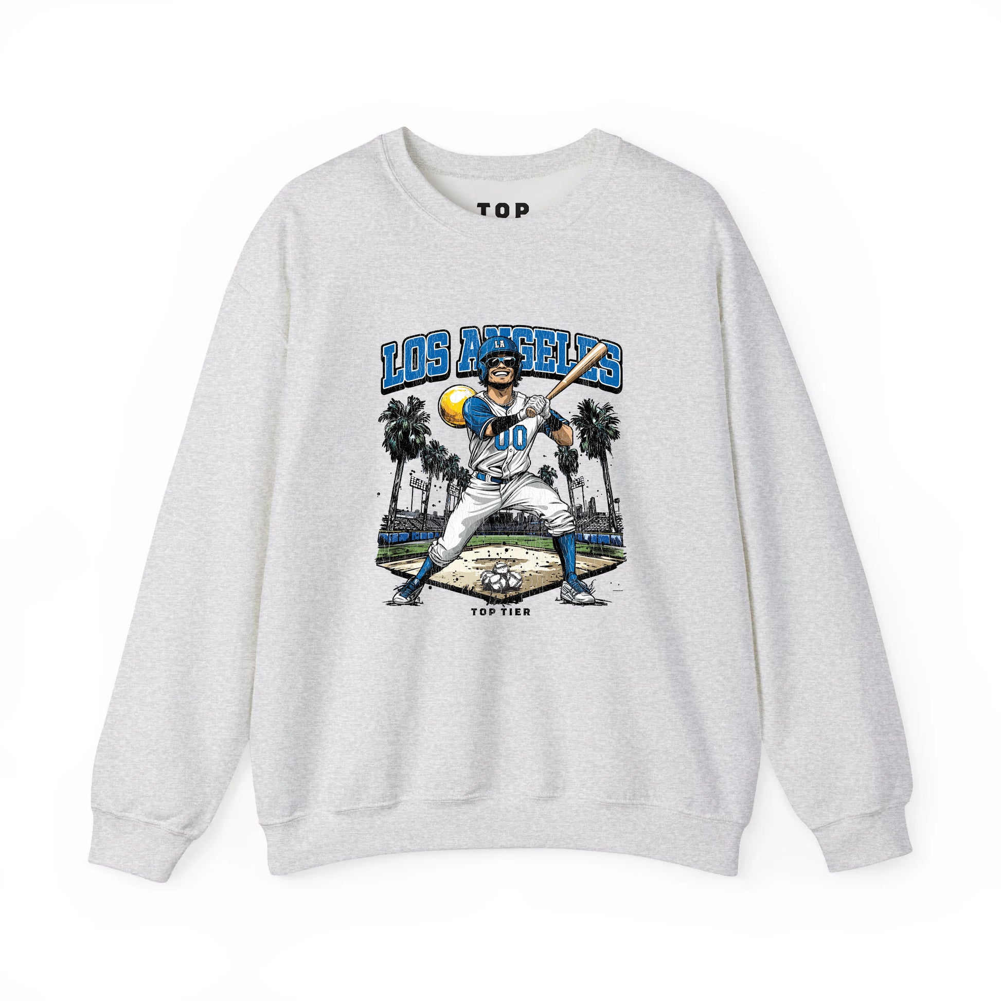 Los Angeles Baseball Ash Crewneck TOP TIER. Premium Sports Apparel, T-shirts, Merch, Threads and Street