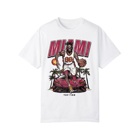 Miami Basketball White Tshirt TOP TIER. Premium Sports Apparel, T-shirts, Merch, Threads and Crewneck