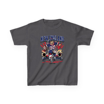 New England Football Carcoal Kids Tshirt TOP TIER. Premium Sports Apparel, T-shirts, Merch, Threads and Street