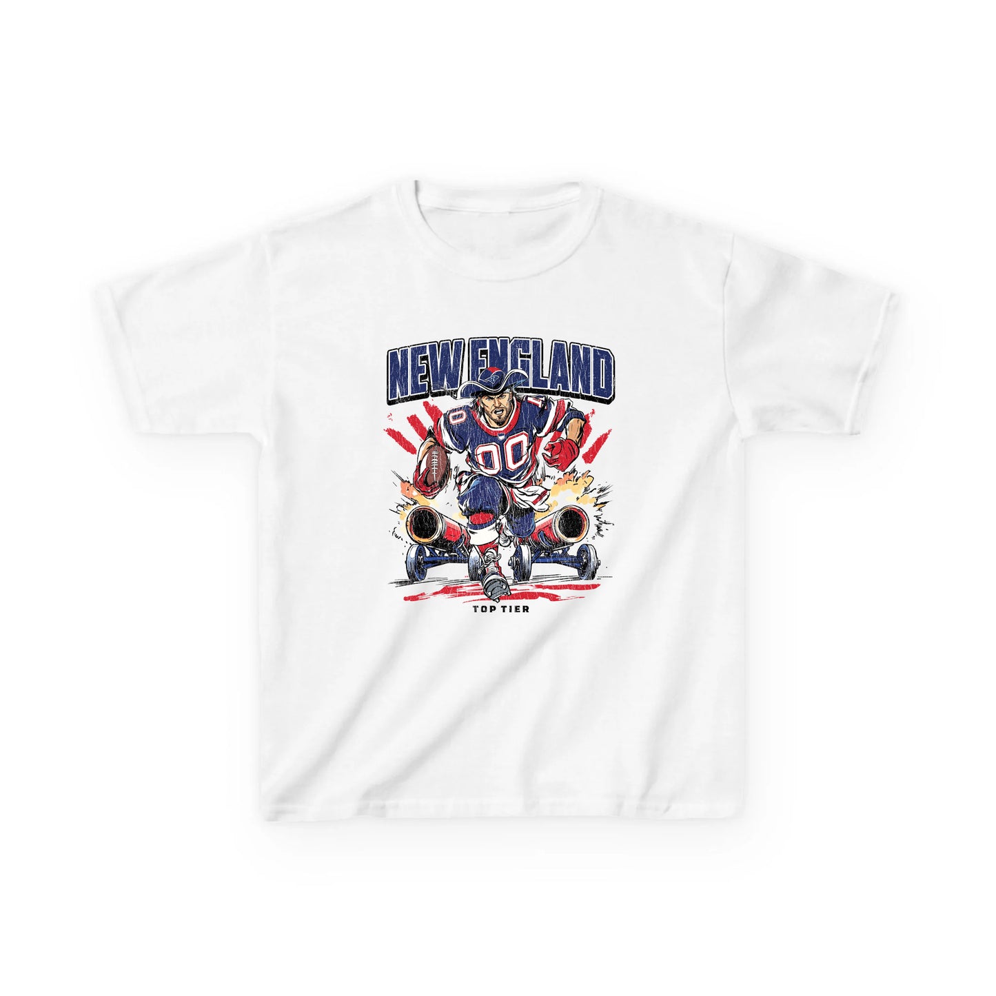 New England Football White Kids Tshirt TOP TIER. Premium Sports Apparel, T-shirts, Merch, Threads and Street