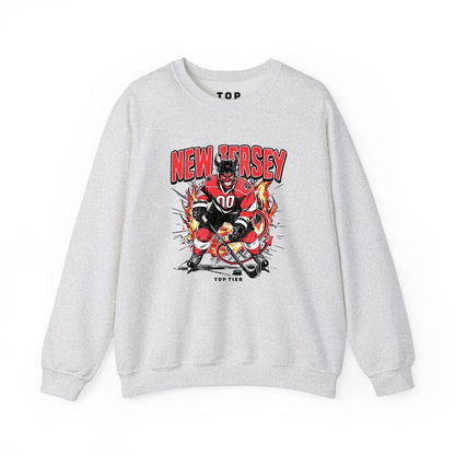 New Jersey Hockey Ash Crewneck TOP TIER. Premium Sports Apparel, T-shirts, Merch, Threads and Street