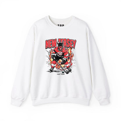 New Jersey Hockey White Crewneck TOP TIER. Premium Sports Apparel, T-shirts, Merch, Threads and Street