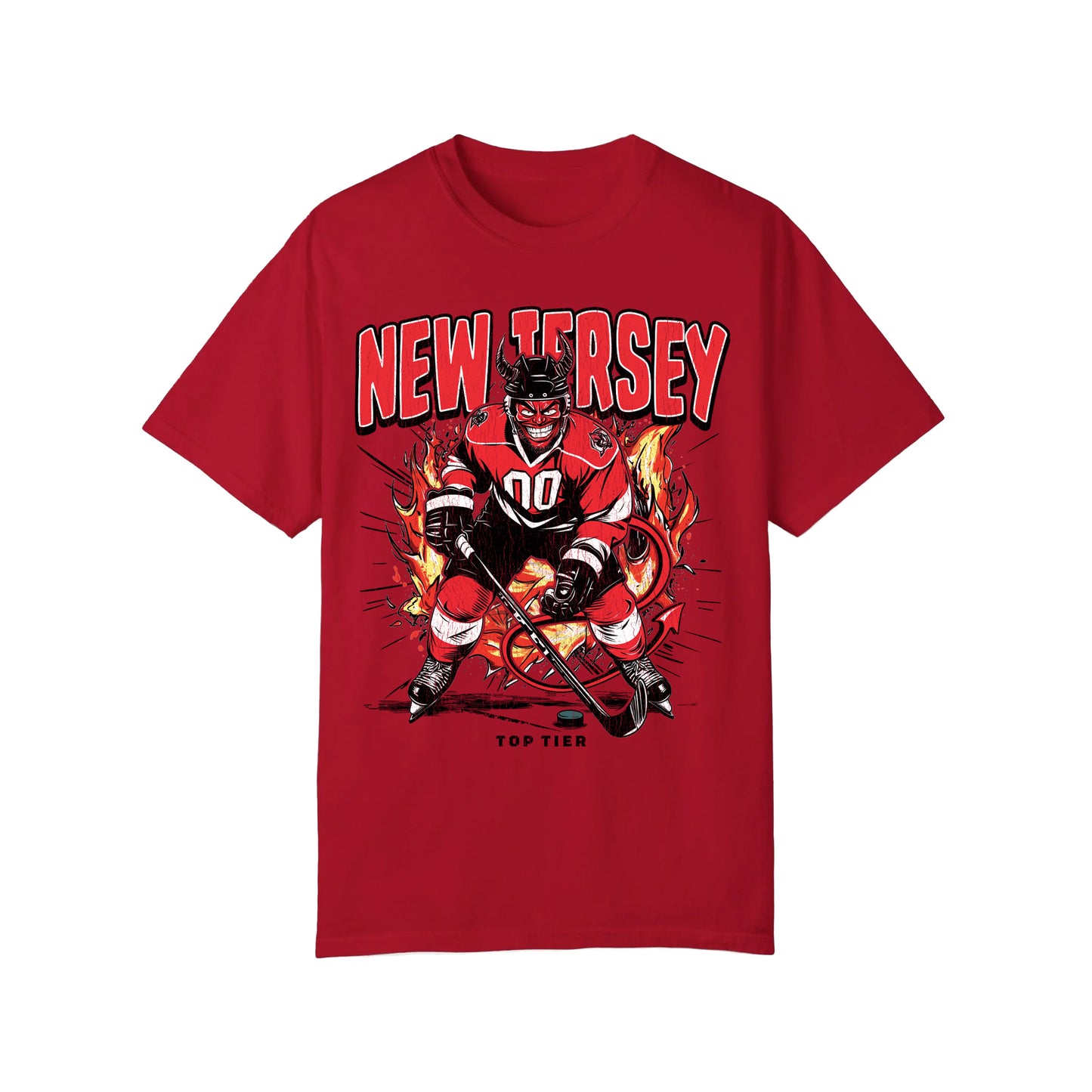 New Jersey Hockey Red Tshirt TOP TIER. Premium Sports Apparel, T-shirts, Merch, Threads and Street
