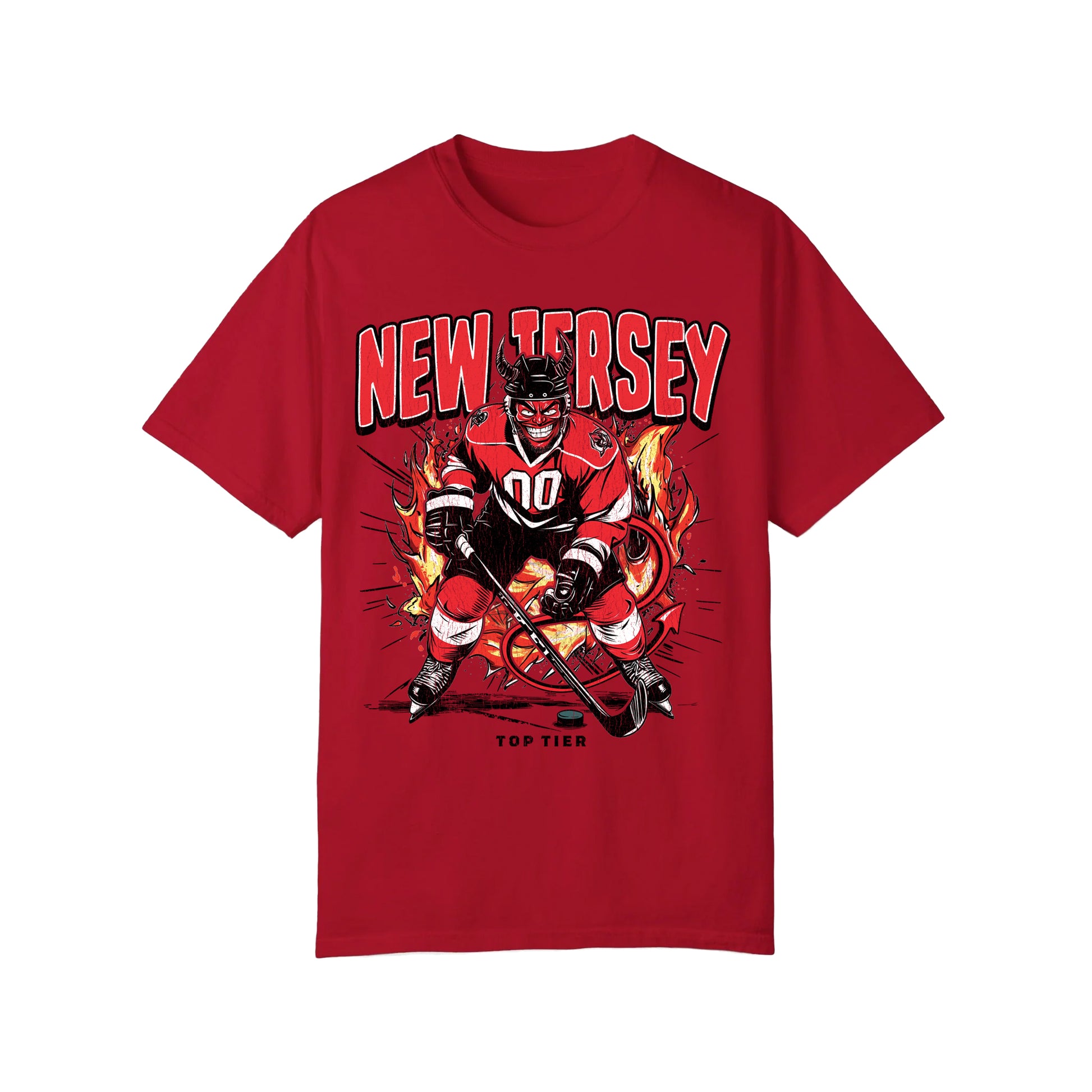 New Jersey Hockey Red Tshirt TOP TIER. Premium Sports Apparel, T-shirts, Merch, Threads and Street
