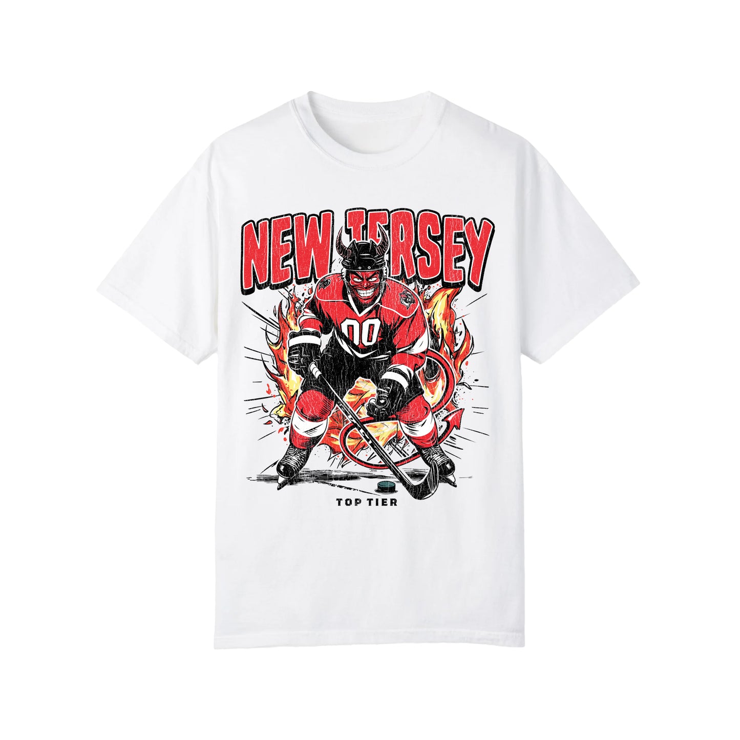 New Jersey Hockey White Tshirt TOP TIER. Premium Sports Apparel, T-shirts, Merch, Threads and Street