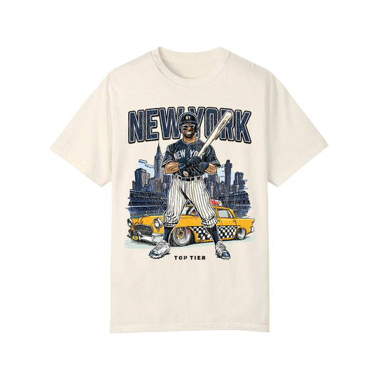 New York Baseball Tshirt Ivory TOP TIER. Premium Sports Apparel, T-shirts, Merch, Threads and Crewneck