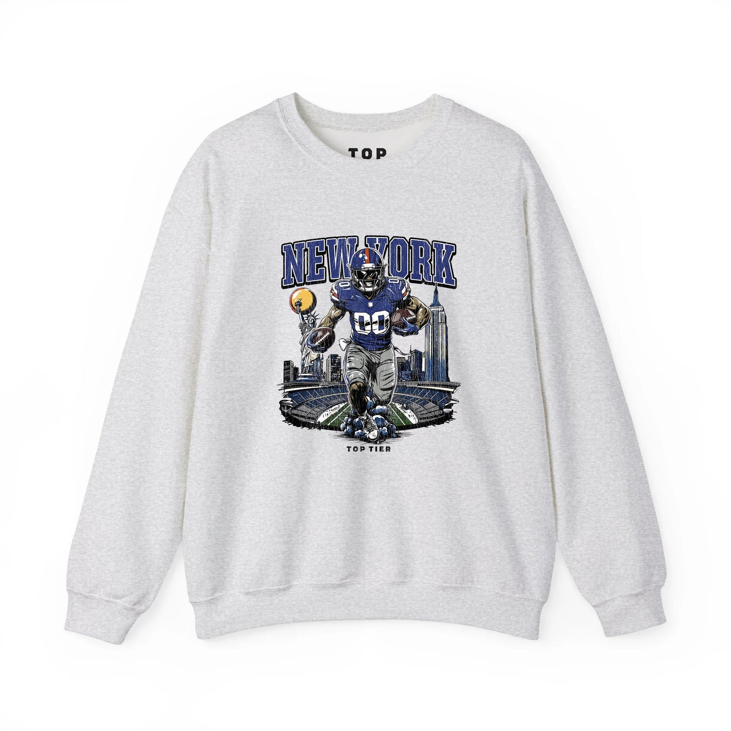 New York Football Ash Crewneck TOP TIER. Premium Sports Apparel, T-shirts, Merch, Threads and Street