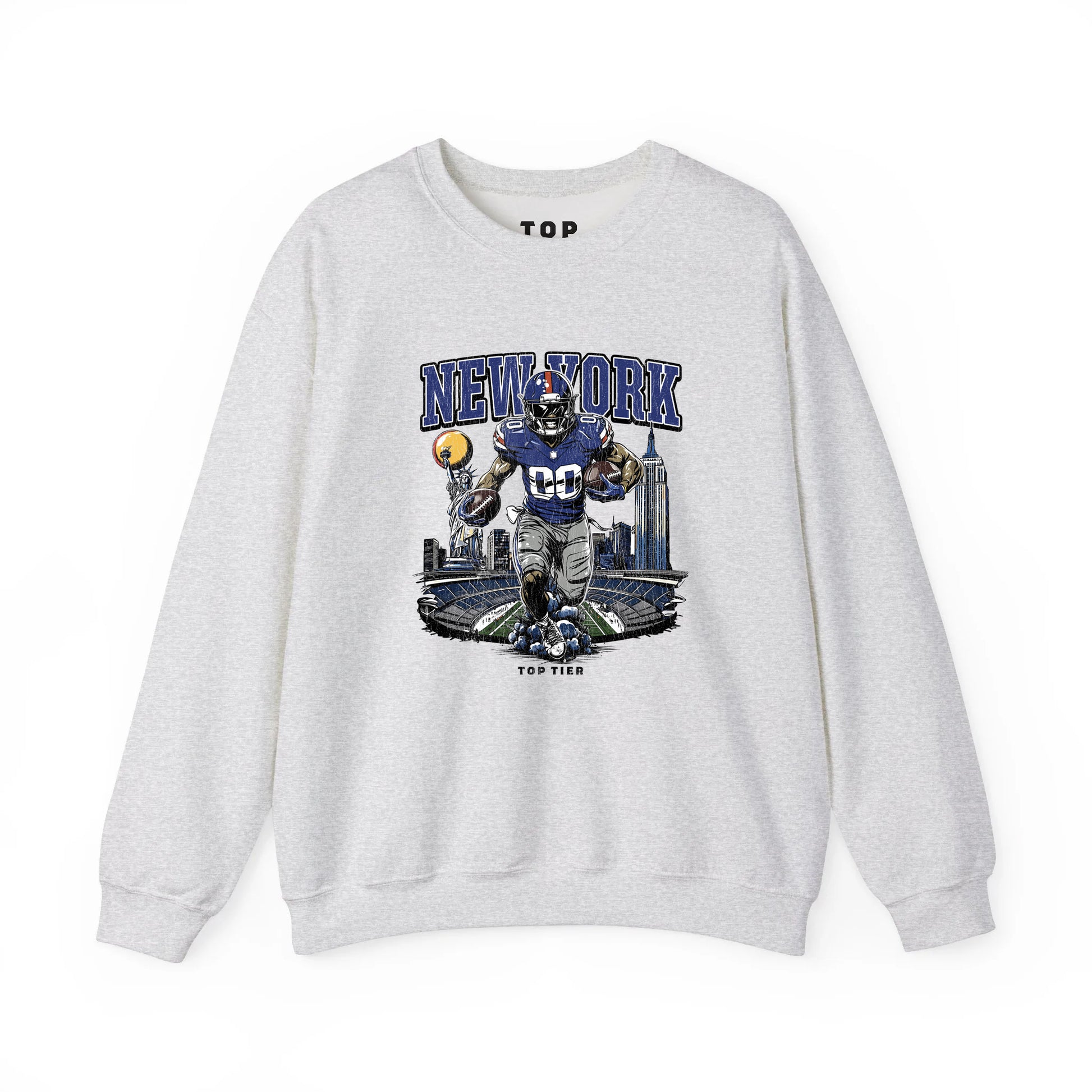 New York Football Ash Crewneck TOP TIER. Premium Sports Apparel, T-shirts, Merch, Threads and Street