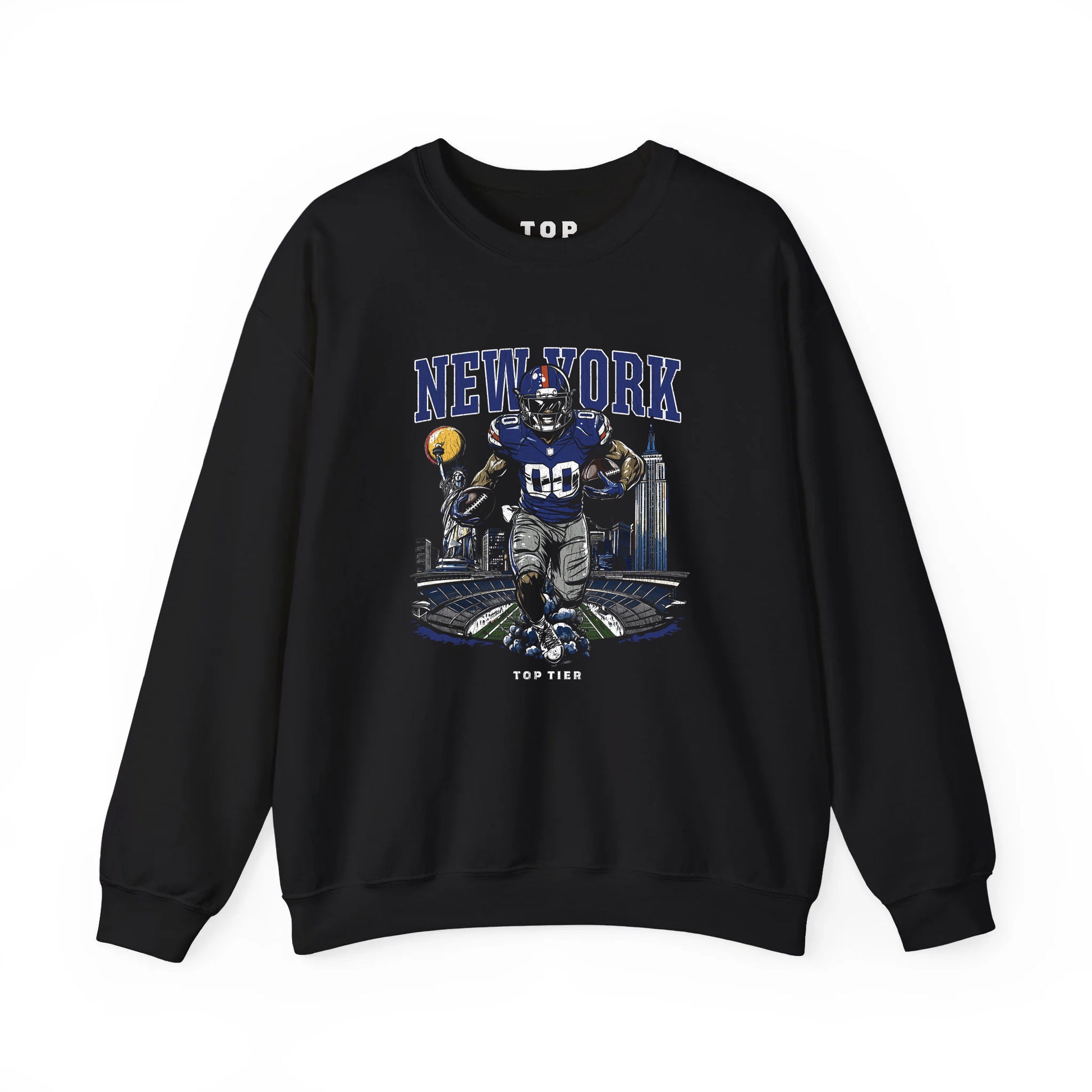 New York Football Black Crewneck TOP TIER. Premium Sports Apparel, T-shirts, Merch, Threads and Street