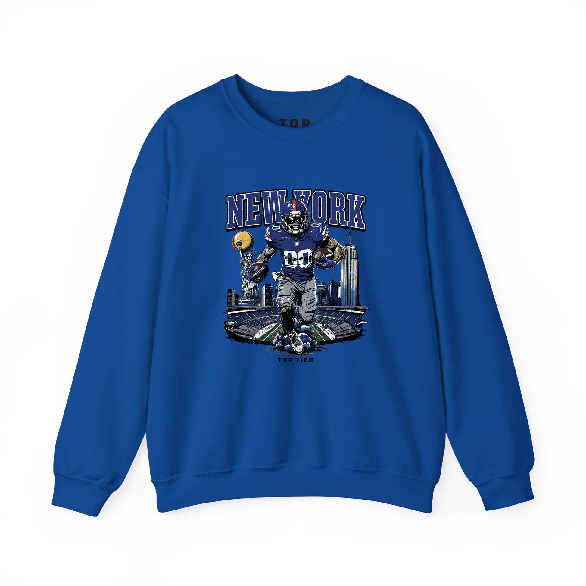 New York Football Blue Crewneck TOP TIER. Premium Sports Apparel, T-shirts, Merch, Threads and Street