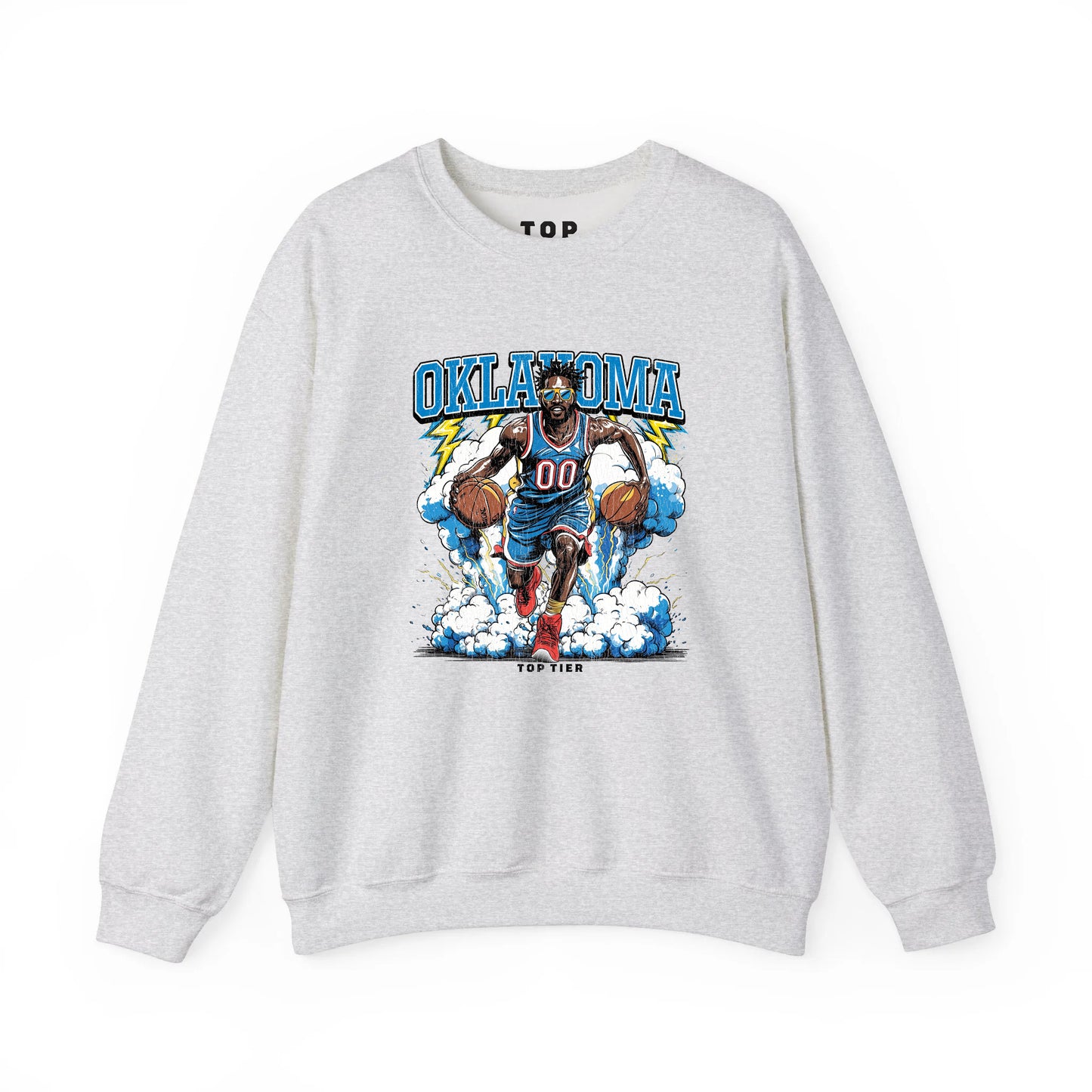 Oklahoma City Basketball Ash Crewneck Tshirt TOP TIER. Premium Sports Apparel, T-shirts, Merch, Threads and Street