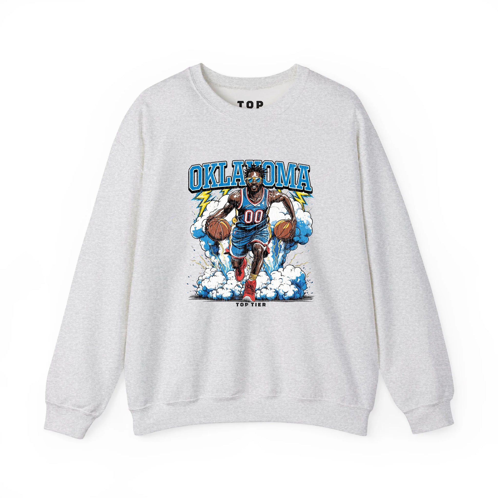 Oklahoma City Basketball Ash Crewneck Tshirt TOP TIER. Premium Sports Apparel, T-shirts, Merch, Threads and Street