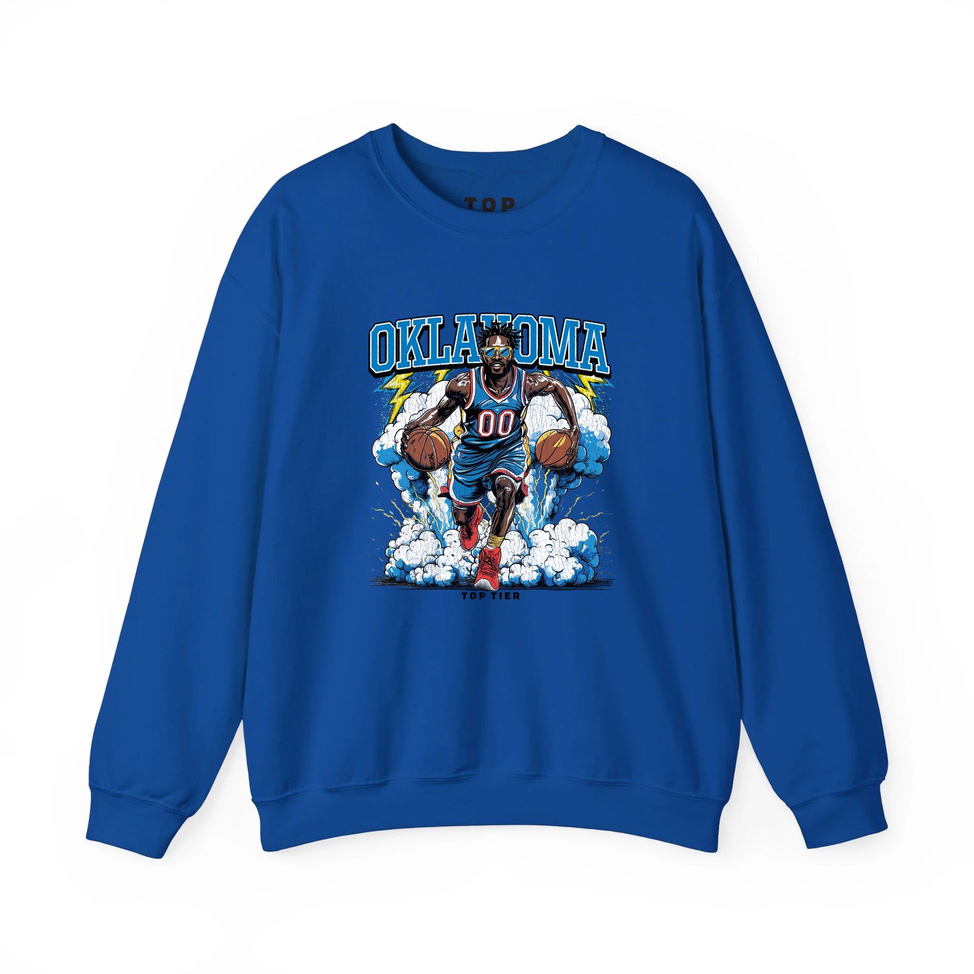 Oklahoma City Basketball Blue Crewneck Tshirt TOP TIER. Premium Sports Apparel, T-shirts, Merch, Threads and Street
