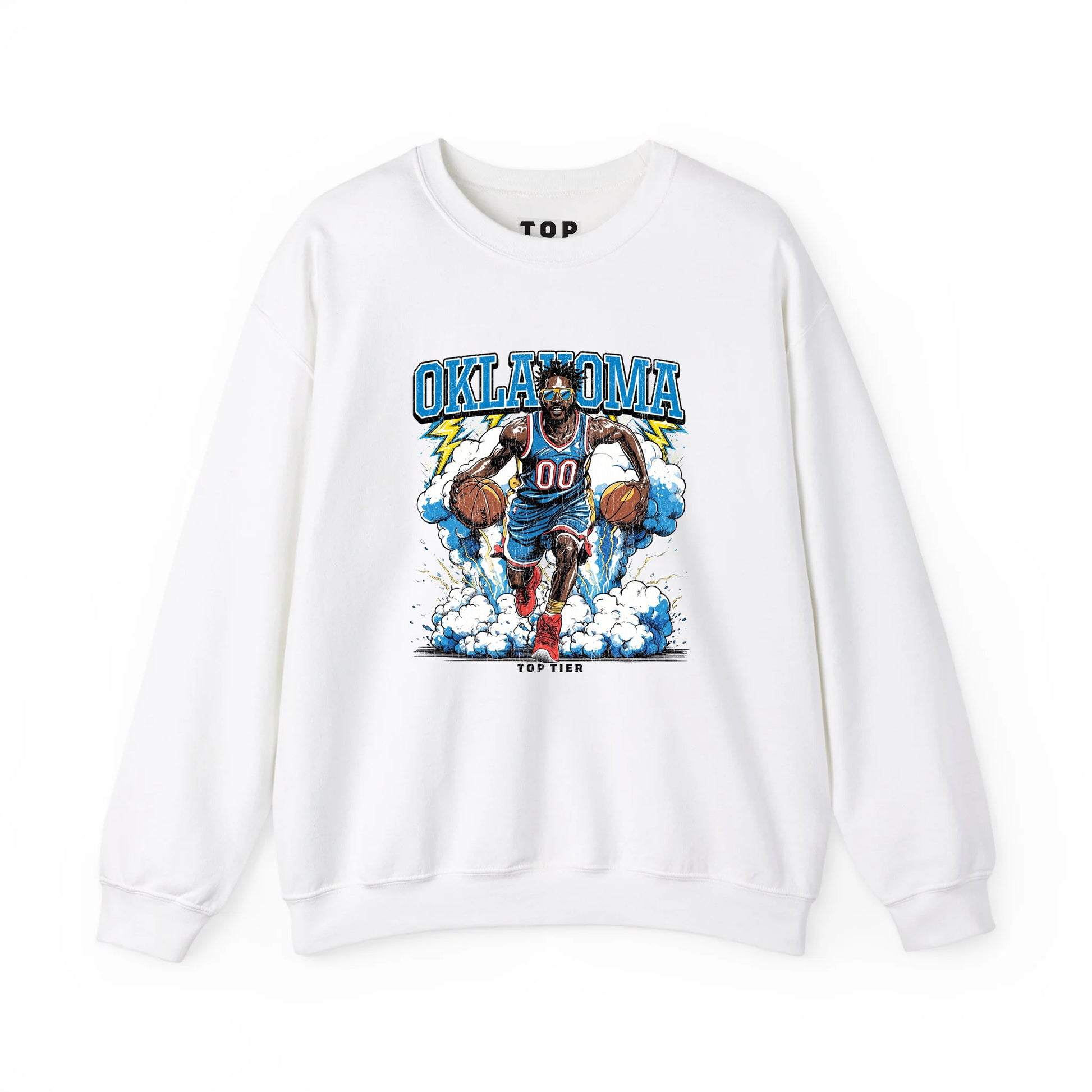 Oklahoma City Basketball White Crewneck Tshirt TOP TIER. Premium Sports Apparel, T-shirts, Merch, Threads and Street