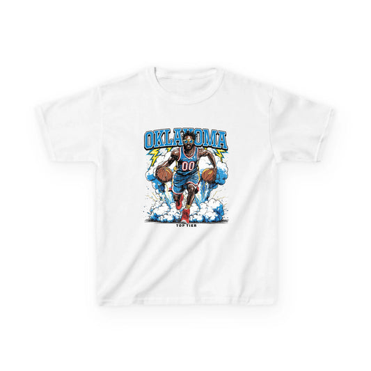 Oklahoma City Basketball Kids White Tshirt TOP TIER. Premium Sports Apparel, T-shirts, Merch, Threads and Street